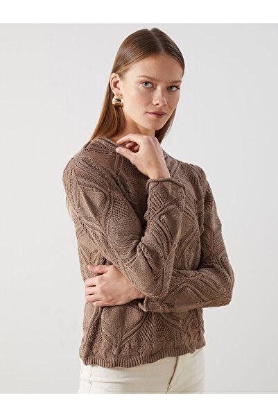 LC Waikiki Γυναικείο πλεκτό πουλόβερ Özmarka New Season Crew Neck δαντελωτή π...