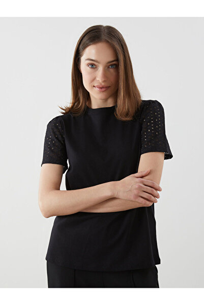 LC Waikiki Νέα σεζόν Γυναικείο T-shirt με λαιμόκοψη και κέντημα - S5I379Z8