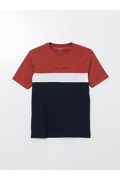 LC Waikiki Ανδρικό T-shirt με λαιμόκοψη με κοντό μανίκι Color Block