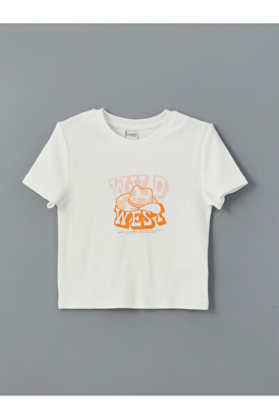 LC Waikiki Tricou Crop pentru fete cu guler rotund de sezon nou - S5BK19Z4