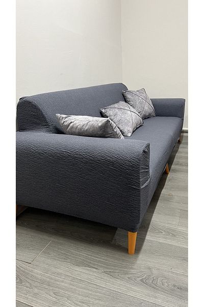 Şirin Hanem Jacquard 3-Seater Sofa Cover, Sofa Bed Sofa Cover Anthracite (Product Content 1 Piece)