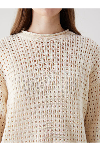 LC Waikiki Crew Neck Openwork Women's Knitwear Tunic