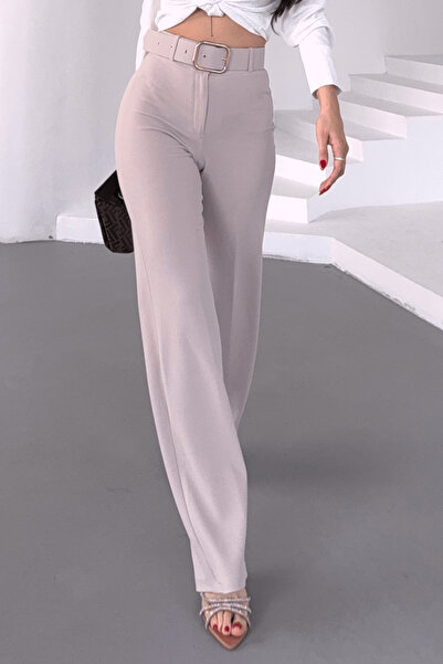 Paw Garage Γυναικεία Ζώνη Bella Λεπτομερής ελαστικό ύφασμα Υφασμάτινη παντελόνι palazzo