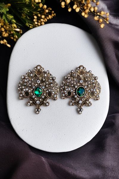 FAYRA ACCESSORIES Diamond Colored Coat of Arms Earrings