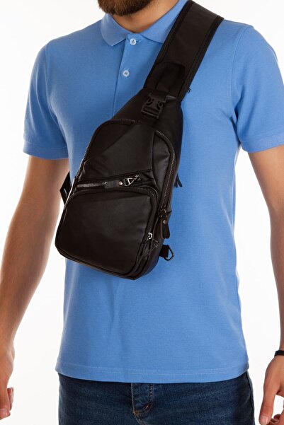 Newish Polo Unisex Washed Leather Cross Strap Shoulder Chest and Sports Daily Backpack Travel Bag with USB Headphone Outlet.