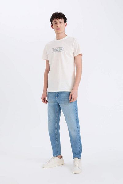 DeFacto Ανδρικό T-shirt Ecru D9356ax/er105