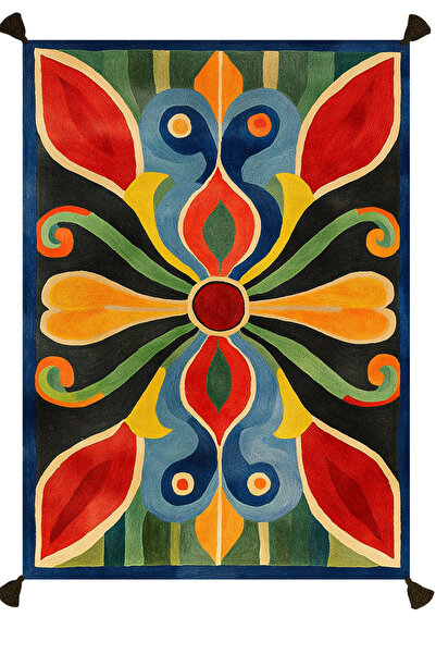 Rugs Modern Halı Nova Art Etnik Çok Renkli Desenli Dokuma Taban Dekoratif Sal...