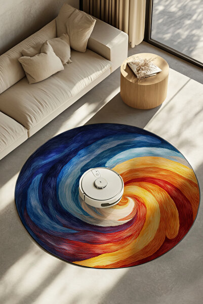 Rugs Modern Halı Nova Art Soyut Desen Çok Renkli Dokuma Taban Dekoratif Yuvar...