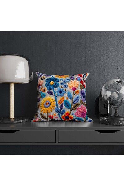 Şah Dekor Pachet de 2 modele de broderie cu pumn imprimat digital, catifea de lux, în culori albastre și galbene