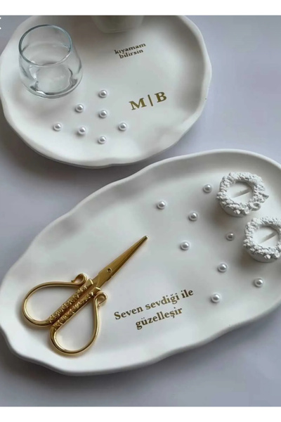 Huyendo İnci Detaylı El Yapımı Söz Nişan Tepsi Seti (Görseldeki Herşey Dahildir)