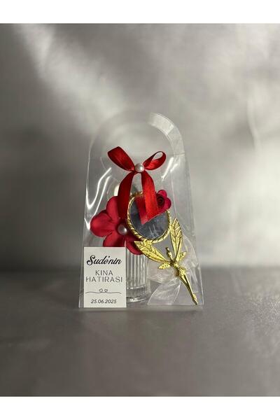 Siorina Events Asetat Çantalı Top Cam Şişe Kolonya, Ayna Kına Hediyeliği Söz,...