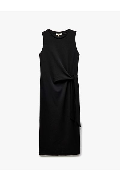 Koton Νέα σεζόν Crepe Scuba Fabric Αμάνικο φόρεμα με στρογγυλή λαιμόκοψη