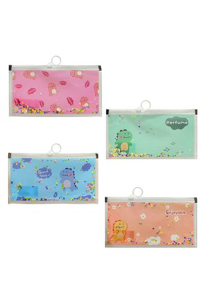Südor Zipper File A6 Transparent Sequin Patterned Pack of 12