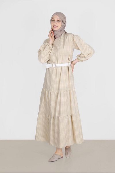 Alvina Φόρεμα με μοτίβο Gingham με ζώνη - 42613