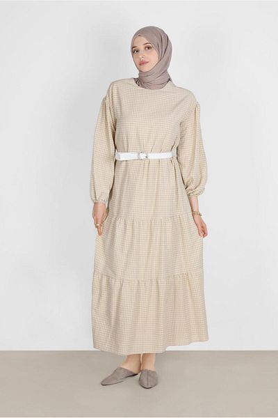 Alvina Φόρεμα με μοτίβο Gingham με ζώνη - 42613
