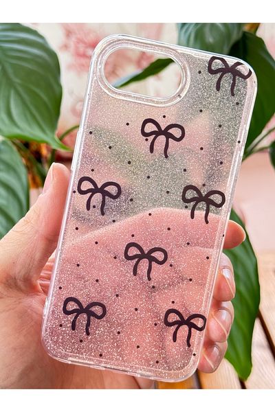 Fibaks غطاء متوافق مع هاتف Apple iPhone 16E، لون أسود لامع مع نمط القوس، غطاء مشرق يمتص الصدمات