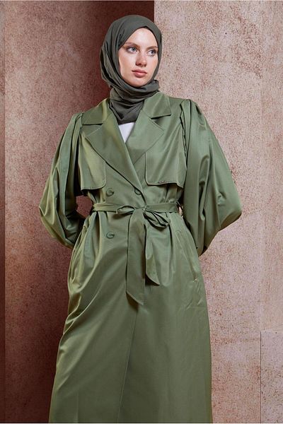 Alvina 10898 Model Belted Trench Coat