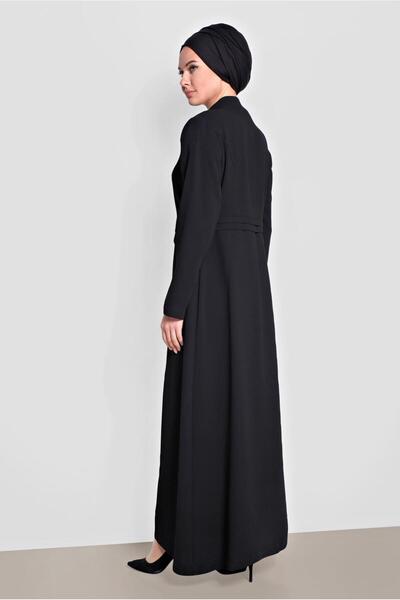 Alvina 1468 Model Judge Collar and Jewelled Buttoned Top Coat