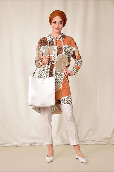 Alvina Colorful Patterned Front Button Tunic 4983