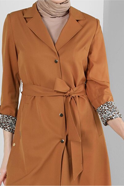 Alvina LEOPAR MANŞET DETAYLI KUŞAKLI TRENÇKOT 10752