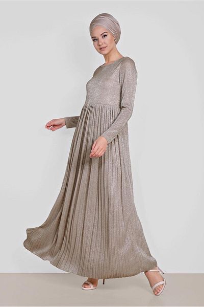 Alvina Pleated Silvery Dress 4126