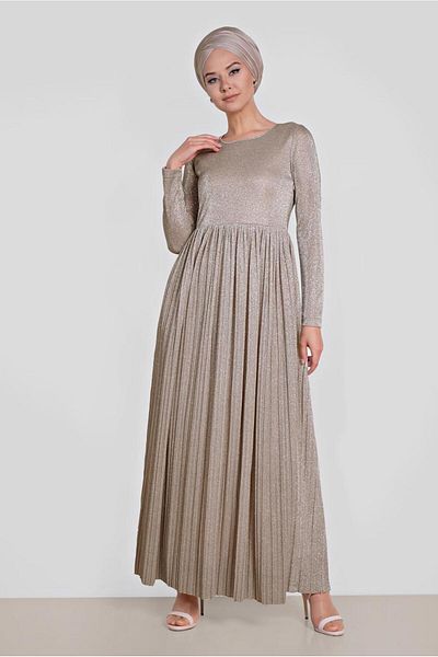 Alvina Pleated Silvery Dress 4126