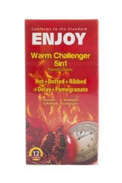 Enjoy Enjoy Warm Challenger 5 in 1 Premium Condoms, 12 Count