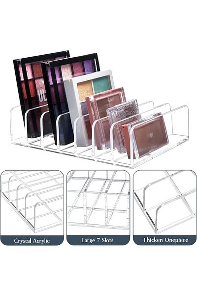 COOYA 2 Pack Eyeshadow Makeup Palette Organiser,7 Compartments,Durable & Waterproof,6.7x3.34x1.6 in