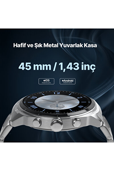 Ttec Tempus Pro S  45mm AMOLED Ekranlı Yuvarlak Metal Kasa 2SW08