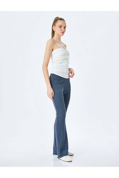 Koton Noul sezon, talie înaltă, pantaloni spaniole texturați, skinny, pantaloni Wrap