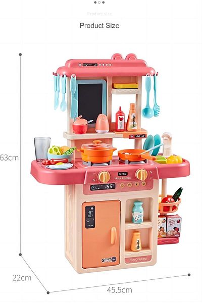COOYA 42Pcs Kids Kitchen Playset, Simulation Cooking Se, Fruit Vegetable Tea Playset Toy