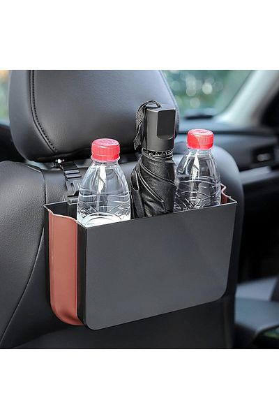 COOYA Portable Hanging Car Trash Can, With 2 Clips, 2 Hooks, Waterproof, Bin, for Vehicle Tidy, Black