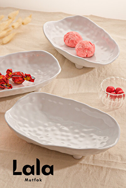 Lala Mutfak Belen Kayık Kahvaltılık ve Sunumluk 3'lü - (21x13 cm) Melamin Şık ve Çok Amaçlı Tabak