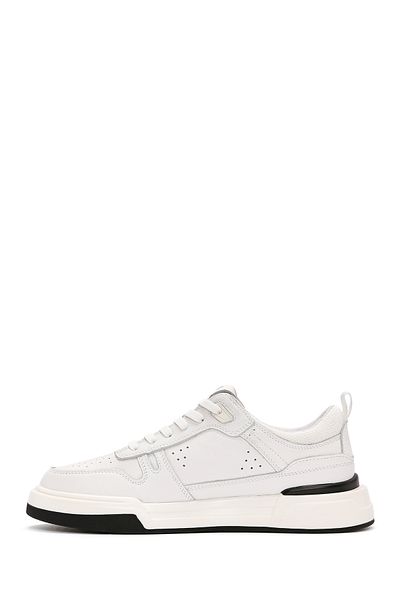 Derimod White Leather Sneaker - Thick Sole, Lace-up, Men's, 24SFD693018