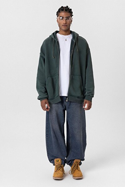 VAMOSCLO Premium Green Oversize Sweatshirt Zippered Washable