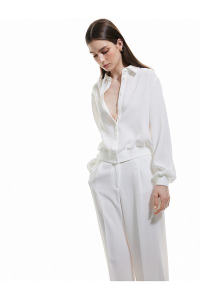 Koton Buttoned Long Sleeve Classic Collar Crepe Shirt
