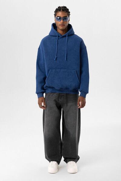 VAMOSCLO Basic washable Oversized sweatshirt indigo
