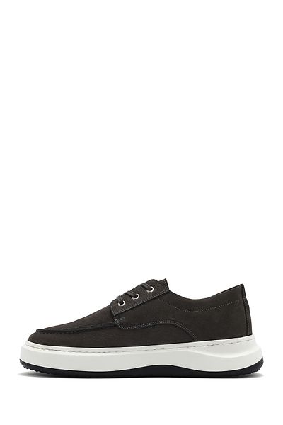 Derimod Loafer casual din piele nubuc cu șireturi gri pentru bărbați 25SFD6603V3