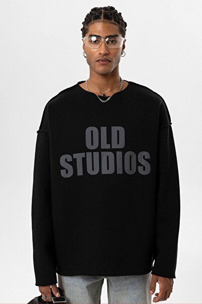 VAMOSCLO Dikiş Detaylı Overıze Sweatshirt Siyah