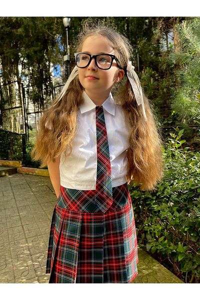 Hilal Akıncı Kids Tie Skirt College Skirt 2 Piece Set