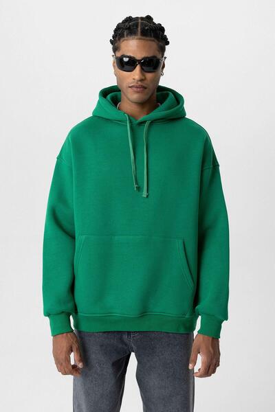 VAMOSCLO Basıc Oversize Kapüşonlu Cep Detaylı Sweatshirt Benetton