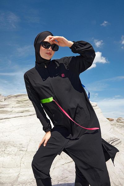 Adasea Μαύρο γυναικείο μακρυμάνικο μαγιό Elzada Hijab