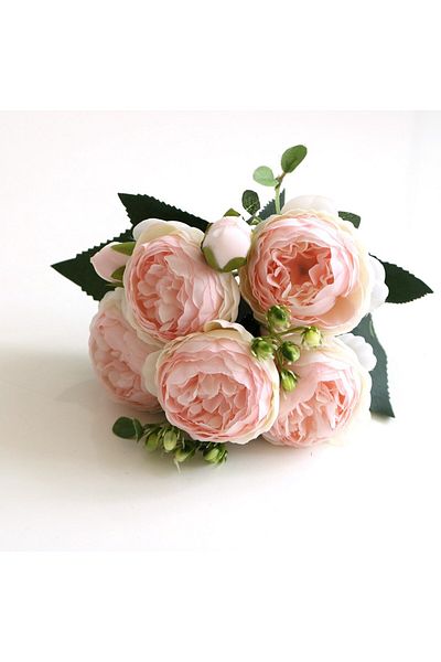 Choice Light Pink 30CM Fake Roses Silk Peony Artificial Flowers Cheap New Year's Christmas Decorations Vase