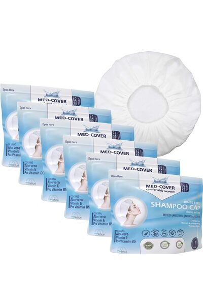 MED-COVER 6 x No Rinse Shampoo Cap from Medoffice - Waterless Easy Hair Wash - Allergen Free