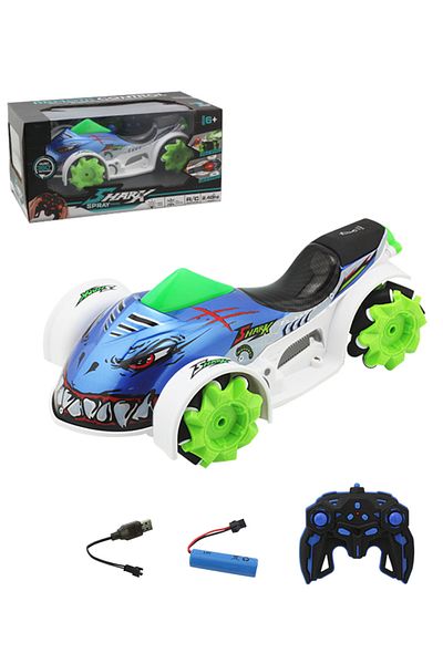 KidLe 1:14 Monster Shark Cart with Spray Light Music Remote Control Stunt Spray Car Remote Control Car