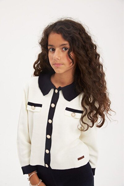 Hilal Akıncı Kids Pearl Button Knitwear Cardigan Solid Color Knitwear Pants S...