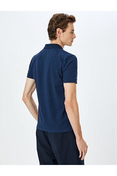 Koton Slim Fit Kurzarm-T-Shirt aus Piqué-Stoff mit Polokragen aus Baumwolle