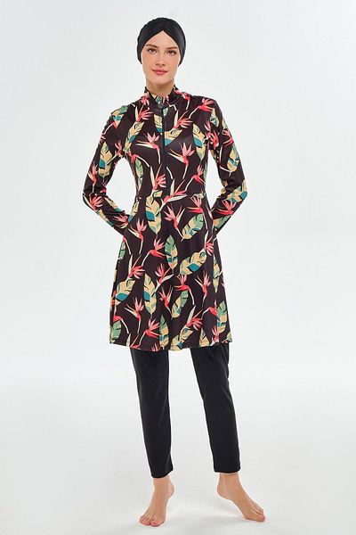 ROZAMAY Patterned Women's Valarie Long Sleeve Hijab Swimsuit