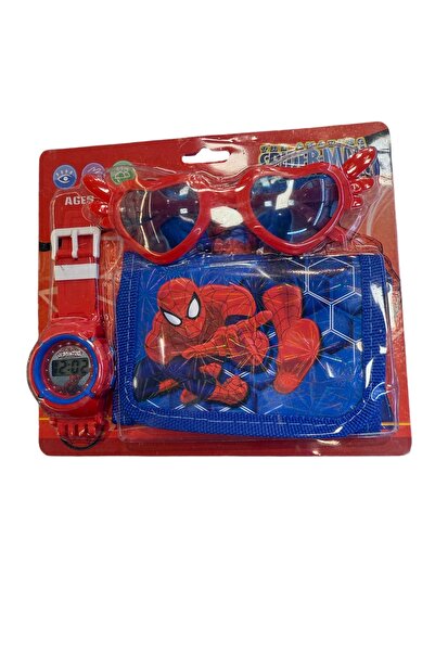 NATUREL Spider-Man Temalı Çocuk Aksesuar Seti – Dijital Saat, Cüzdan ve Güneş...