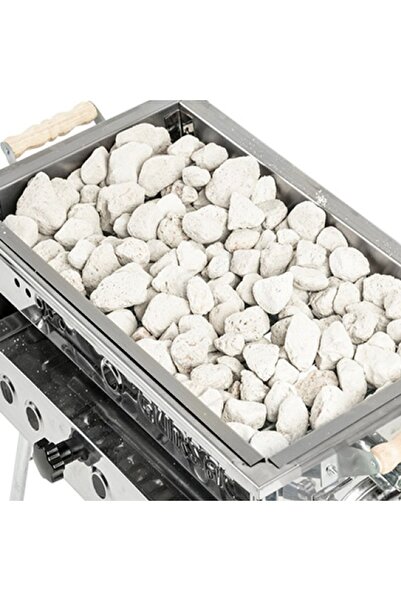 AKTÜRKLER Tüplü Mangal Katlanabilir Lav Taşlı Mangal Paslanmaz Küçük Boy 35x45